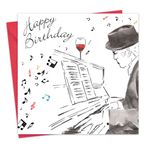 Sulu boya için Twizler Happy Birthday kart ile gümüş folyo ile, benzersiz etkisi – müzik ve piyano – Fiş doğum günü kartı