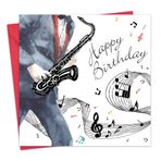 Sulu boya için Twizler Happy Birthday kart ile gümüş folyo ile, benzersiz etkisi – müzik ve Saksafon – Fiş doğum günü kartı