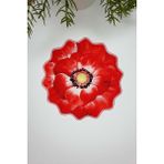 Sulu Boya Kırmızı Pembe Gül Desenli Fincan Uyumlu Nakışlı Kokteyl Peçetesi 1 Adet - Renkli - 15 x 15 cm