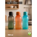 Suluk 3'lü Set Su Şişesi Bpa Free Okul Suluğu Pp-5 Suluk Spor Okul Ofis Suluğu Siyah-Turuncu-Mavi 900 ml - Çok Renkli - 25x8