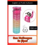 #Suluk 550 Ml Cam Motivasyon Su Şişesi Matarası Ölçekli Günlük Taşınabilir Sızdırmaz Kapaklı
