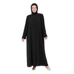SÜLÜN KADIN NAKIŞ DETAYLI BÜYÜK BEDEN KETEN KUMAŞ ANNE FERACE/PARDESÜ SİYAH
