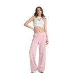 Sumain Design Nervürlü Pembe Eşofman,Pantolon (Pembe, L)