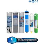 Sumarkt Açık Kasa Su Arıtma Cihazı Uyumlu 6 Aşama Cift Sediment 80 Gpd Vontron Alkalinli Filtre Bakım Seti