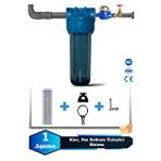 Sumarkt Atlantis Daire Bina Girişi 10 İnch 1 Aşama Su Arıtma Yumuşatma Cihazı(koku,klor Önleyici Set) Lacivert