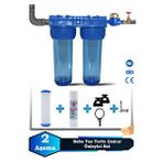 Sumarkt Atlantis Daire Bina Girişi 10 İnch 2 Aşama Su Arıtma Yumuşatma Cihazı(toz Tortu,çamur Önleyici Set) Lacivert