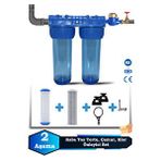 Sumarkt Atlantis Daire Bina Girişi 10 İnch 2 Aşama Su Arıtma Yumuşatma Cihazı(toz Tortu,klor Önleyici Set) Lacivert