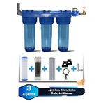 Sumarkt Atlantis Daire Bina Girişi 10 Inch 3 Aşama Su Arıtma Yumuşatma Cihazı(klor,pas Önleyici Set) Lacivert