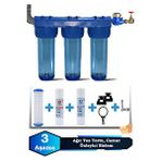 Sumarkt Atlantis Daire Bina Girişi 10 Inch 3 Aşama Su Arıtma Yumuşatma Cihazı(toz Tortu,çamur Önleyici Set) Lacivert