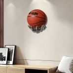 SUME Dekoratif El Şeklinde Duvara Monte Basketbol,futbol Topu Tutucu Reçine Oda Dekoru Top Saklama Için Ideal Spor Temalı Oda Dekoru - 21x22 cm - Gümüş