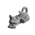 Sume Dekoratif Sevimli Mutlu Kedi Biblo Kedi Heykeli Ev Dekoru Gri