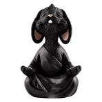 Sume Dekoratif Yoga Yapan Tavşan Biblo Meditasyon Büyük Boy Tavşan Heykeli Ev Dekoru 18x11.5 Cm Siyah