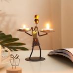 SUME Kadın Figürlü Metal Ferforje Tealight Mumluk Ev Dekoru Süs El Üstünde Mumluk