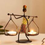 Sume Kadın Figürlü Metal Ferforje Tealight Mumluk Ev Dekoru Süs