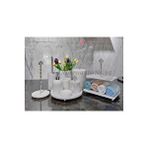 Sümeyra Marble Art BEYAZ MERMER BANYO SETİ- KATLI HAVLULUK-10 PARÇA- GÜMÜŞ DETAYLI