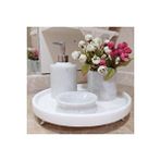 Sümeyra Marble Art Doğal Beyaz Üzeri Gri Geçişli Mermer Banyo Seti Ayaklı 4lü Takım