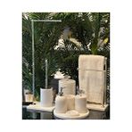 Sümeyra Marble Art Gümüş Bodiga Detayli Beyaz Mermer Banyo Seti- 9 Parça- Wc Peçetelik