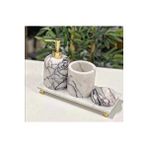Sümeyra Marble Art Leyli- Gold Top Detayli Leylak Mermer Banyo Seti- 4 Parça