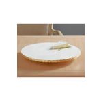 Sümeyra Marble Art Royal - Doğal Beyaz Mermer Sunum Tepsisi | Mermer Supla | Gold | 28cm