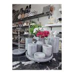 Sümeyra Marble Art Space Grey - Doğal Gri Mermer Banyo Seti | 9lu | Mermer Vazo | Mermer Havluluk | Silver |