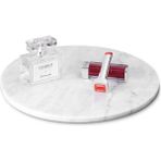 Sümeyra Marble Art Viva Yuvarlak Mermer Supla Mermer Tepsi Sunumluk 28CM - 28 x 28 cm