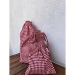 Sumicorn Design Kırmızı Pötikareli Ekolojik Bez Kese Bavul Düzenleyici Kese 3'lü Set