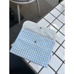 Sumicorn Design Mavi Pötikareli Yıkanabilir Çıtçıt Detaylı Ped Çantası, Mini Cüzdan, Çanta Içi Düzenleyici