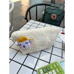 Sumicorn Design Sevimli Kuzu Peluş Yıkanabilir Fermuarlı Pötikare Astarlı Bez Kalemlik Kalem Kutusu Makyaj Çantası - Sarı