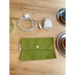 Sumicorn Design Soft Keten Yıkanabilir Çıtçıt Detaylı Ped Çantası, Mini Cüzdan,kartlık,çanta Içi Düzenleyici - Fıstık - Yeşil