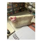 sumicorn Sevimli Tavşan Peluş Yıkanabilir Fermuarlı Pötikare Astarlı Bez Kalemlik Kalem Kutusu Makyaj Çantası