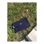 sumicorn Soft Lacivert Keten Yıkanabilir Çıtçıt Detaylı Ped Çantası, Mini Cüzdan, Çanta İçi Düzenleyici