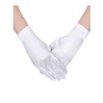 Sumind Kısa Saten Eldiven Bilek Boyu Eldiven Kadın Elbise Eldiven Opera Düğün Ziyafet Elbisesi Parti Dans için Eldiven, Beyaz, One Size