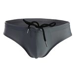 Summer Code Erkek Düz Yüzme Külotları İpli Bikini Spor Mayo, gri, S