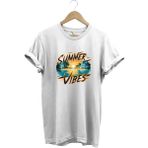 Summer Vibes Baskılı Yazlık Tatil Deniz %100 Pamuk Regular Fit Bisiklet Yaka T-Shirt - 2XL - Beyaz