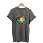 Summer Vibes Baskılı Yazlık Tatil Deniz %100 Pamuk Regular Fit Bisiklet Yaka T-Shirt - Gri