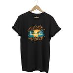 Summer Vibes Baskılı Yazlık Tatil Deniz %100 Pamuk Regular Fit Bisiklet Yaka T-Shirt - Siyah