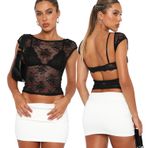 Sumvov Sırtı açık üst giyim, kadın, seksi sırtı açık üst, Y2k üst giyim, kadın, 2023 yaz Crop Top Back Cut Out tişört, Grunge Teenage Aesthetic kız kıyafetleri, A uçlu siyah, L