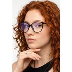 sun factory Mavi Işık Filtreli Kedi Gözü Çerçeve Siyah Renk Kadın Ekran Gözlüğü 8401 C0101 - Temizleme Kiti Hediyeli