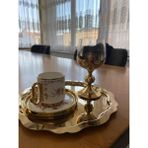 Sun Inox Store 6 Adet Yuvarlak Model Gold Dekoratif Çay Kahve Sunum Tepsisi - 23 cm