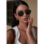 SUN PEARL Lugano Geometrik Güneş Gözlüğü Siyah Cam Gold Metal Çerçeve UV400 Korumalı Unisex Premium Tasarım