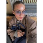 Sun Pearl Siena Geometrik Mavi Camlı Unisex Güneş Gözlüğü UV400 Korumalı Ince Metal Çerçeve - Gümüş