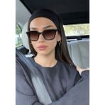 SUN PEARL Zola Kadın Güneş Gözlüğü Şık Büyük Çerçeve Kahverengi Degrade Cam UV400 Korumalı - Siyah