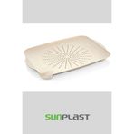 Sun Plastik Süzgeçli Kesim Panosu Sebze Meyve Yeşillik Yıkama Matı Dikdörtgen Şekilli Plastik Kesim Tahtası