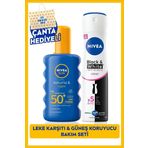 SUN SPF50 Güneş Koruyucu Sprey 200ml ve Kadın Sprey Deodorant Black&White Invisible Clear 150ml