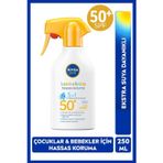 SUN SPF50+Çocuk,Bebek İçin Çok Yüksek Korumalı Güneş Spreyi 250 ml,Hassas Cilde Özel,Parfüm İçermez