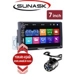SUNASK 7 Inc Uyumlu Dauble Multimedya Teyp Ince Kasa Arkası Kesik Double Teyp 7inch Kamera Tofas Seri