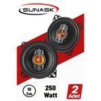 SUNASK Ben Audıo 250 Watt 10 Cm Araba Oto Hoparlör Tweeter'lı 2 Adet