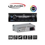 SUNASK Sn-3x 3 Amfi Çıkışlı Araba Teybi Profesyonel Seri Bluetooth Çift USB RGB Ekran 4X60 Watt Oto teyp