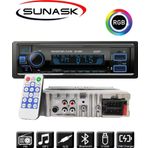 SUNASK Sn-408bt Çift Usb Girişli Bluetoothlu Radyo Usb Sd Aux Oto Teyp Kumandalı Rgb Tuş Işığı