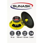 SUNASK Sn-65 700 Watt 125 Rms 16 Cm Midrange Hoparlör 2 Adet Amfi Uyumludur Yerli Üretim